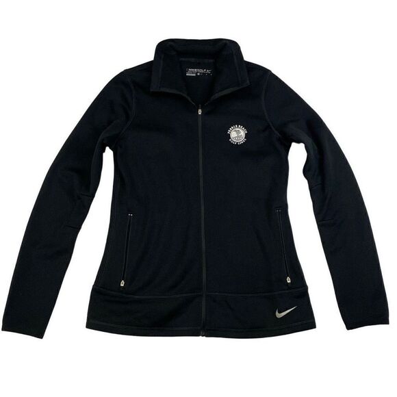 Nike Golf Jacket Pebble Beach Therma-Fit Zip Front Black High Neck Medium - Picture 1 of 9